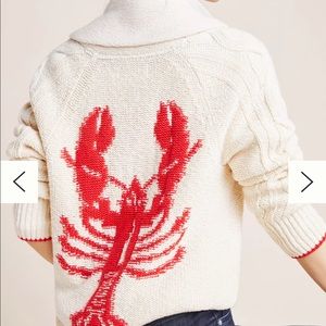 Anthropologie Lobster Cardigan Sweater XS